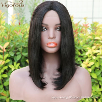 Vigorous 14 inches Human Hair Lace Front Wigs for Black Women Brazilian Hair Straight Bob Wigs 100% Real Hair Wigs
